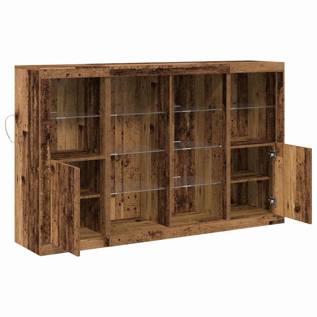 LED Sideboard Gammelt træ 163 x 37 x 100 cm Konstrueret træ