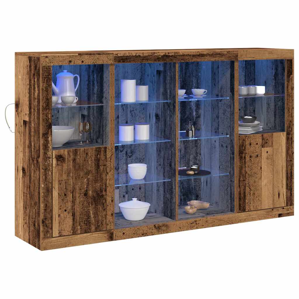 LED Sideboard Gammelt træ 163 x 37 x 100 cm Konstrueret træ