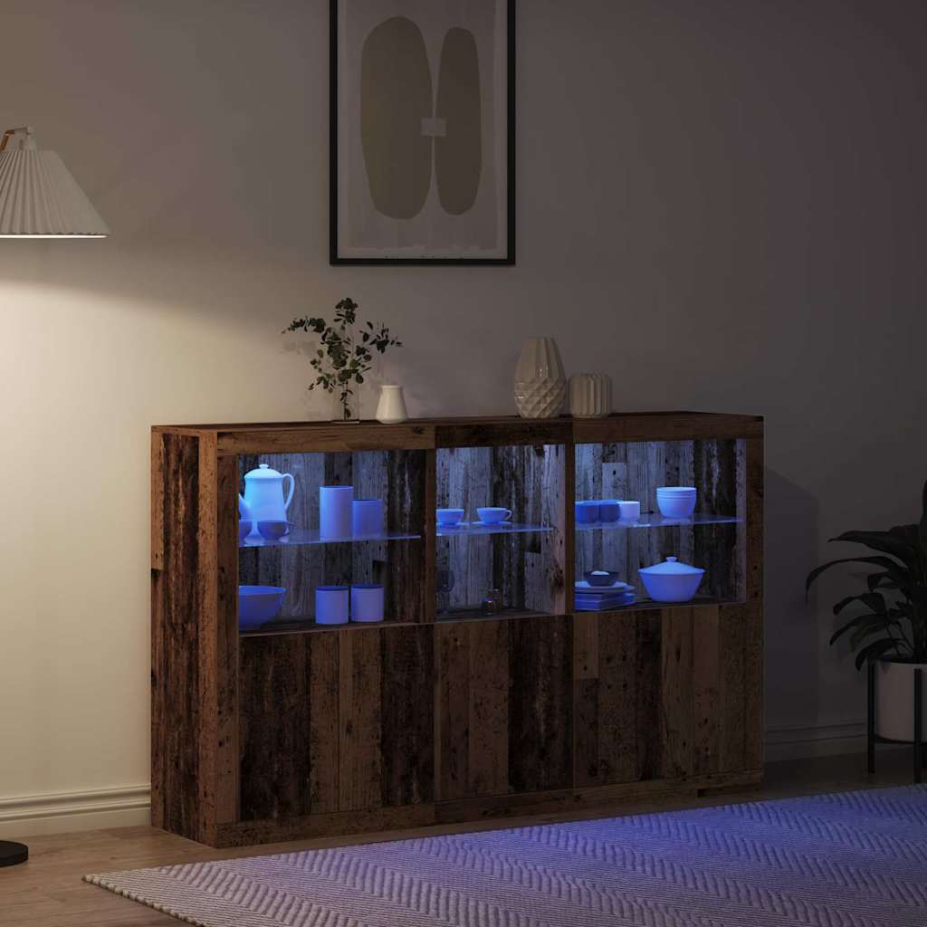 LED Sideboard Gammelt træ 162 x 37 x 100 cm Konstrueret træ