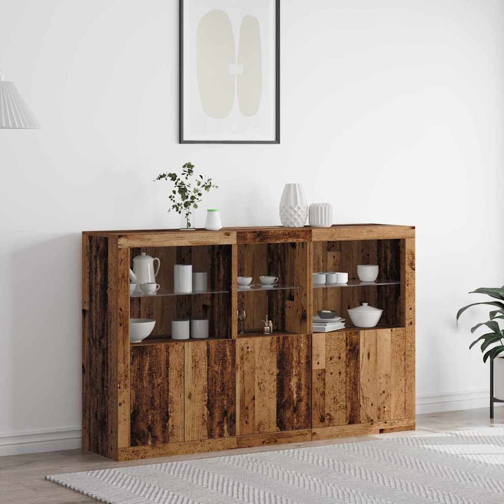 LED Sideboard Gammelt træ 162 x 37 x 100 cm Konstrueret træ