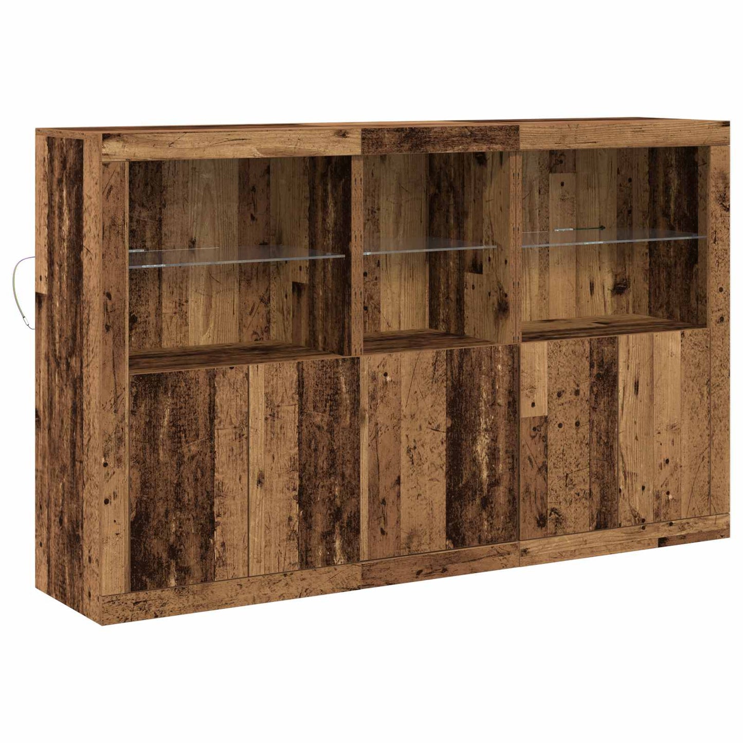 LED Sideboard Gammelt træ 162 x 37 x 100 cm Konstrueret træ