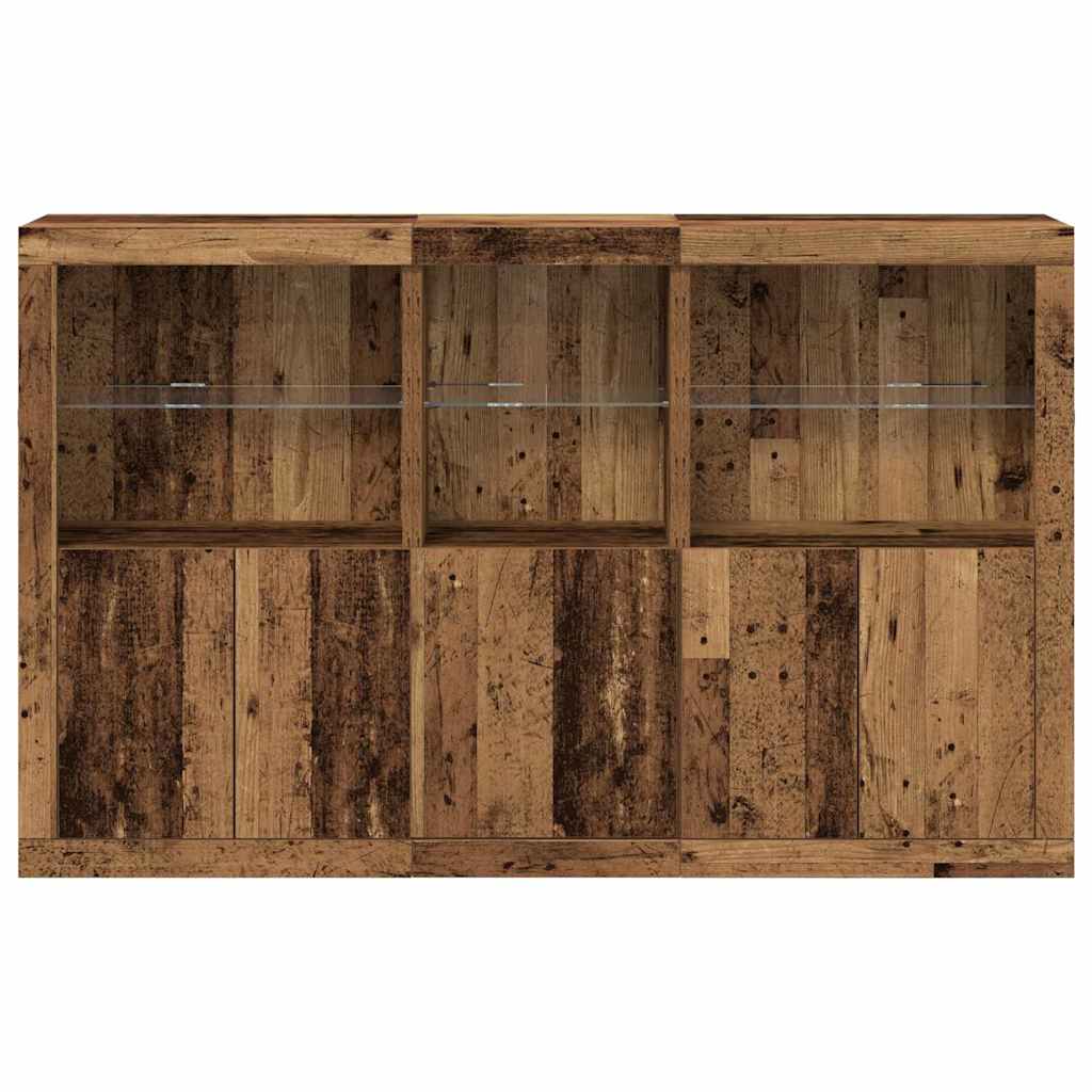LED Sideboard Gammelt træ 162 x 37 x 100 cm Konstrueret træ
