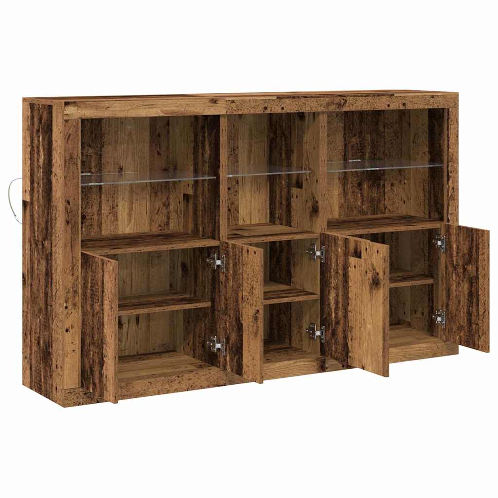 LED Sideboard Gammelt træ 162 x 37 x 100 cm Konstrueret træ