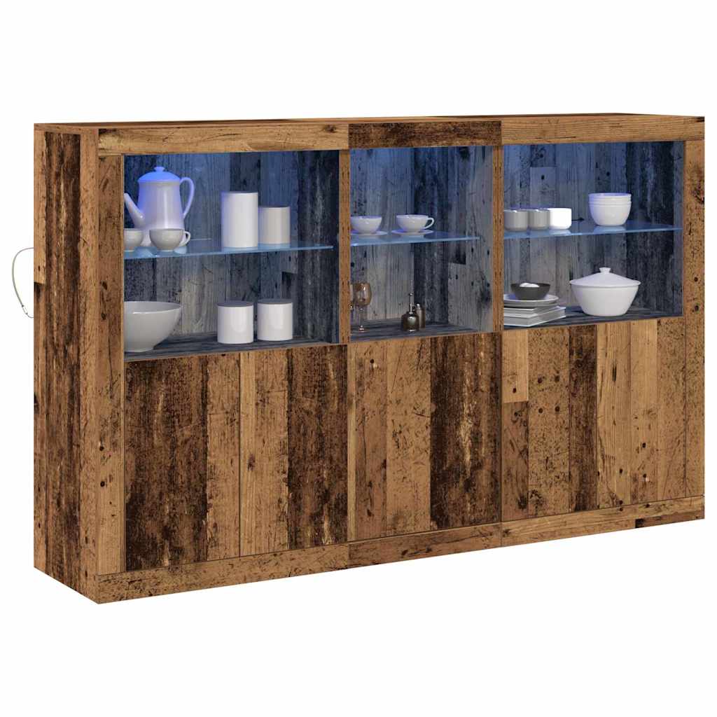 LED Sideboard Gammelt træ 162 x 37 x 100 cm Konstrueret træ