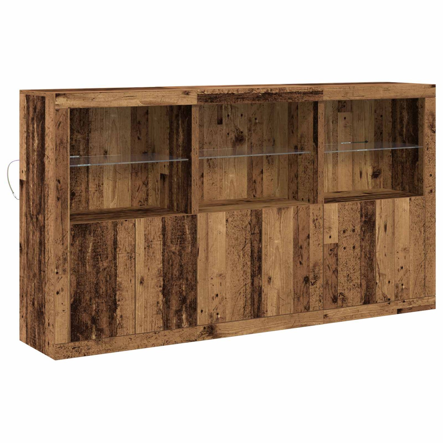 LED Sideboard Gammelt træ 181,5 x 37 x 100 cm Konstrueret træ