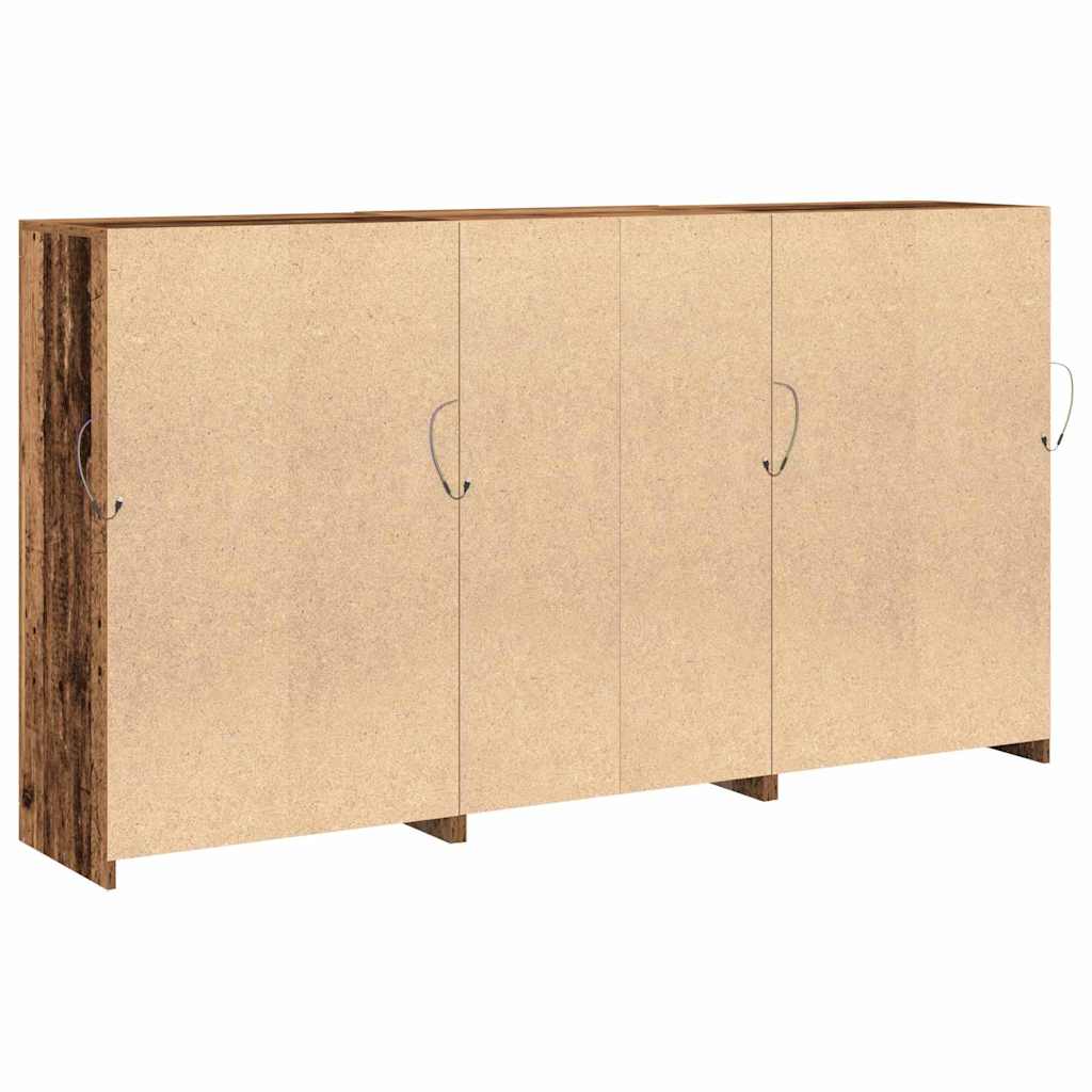 LED Sideboard Gammelt træ 181,5 x 37 x 100 cm Konstrueret træ