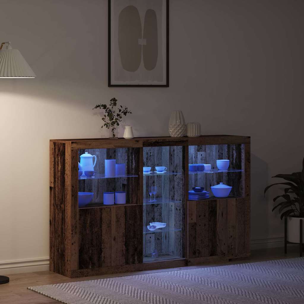 LED Sideboard Gammelt træ 162 x 37 x 100 cm Konstrueret træ