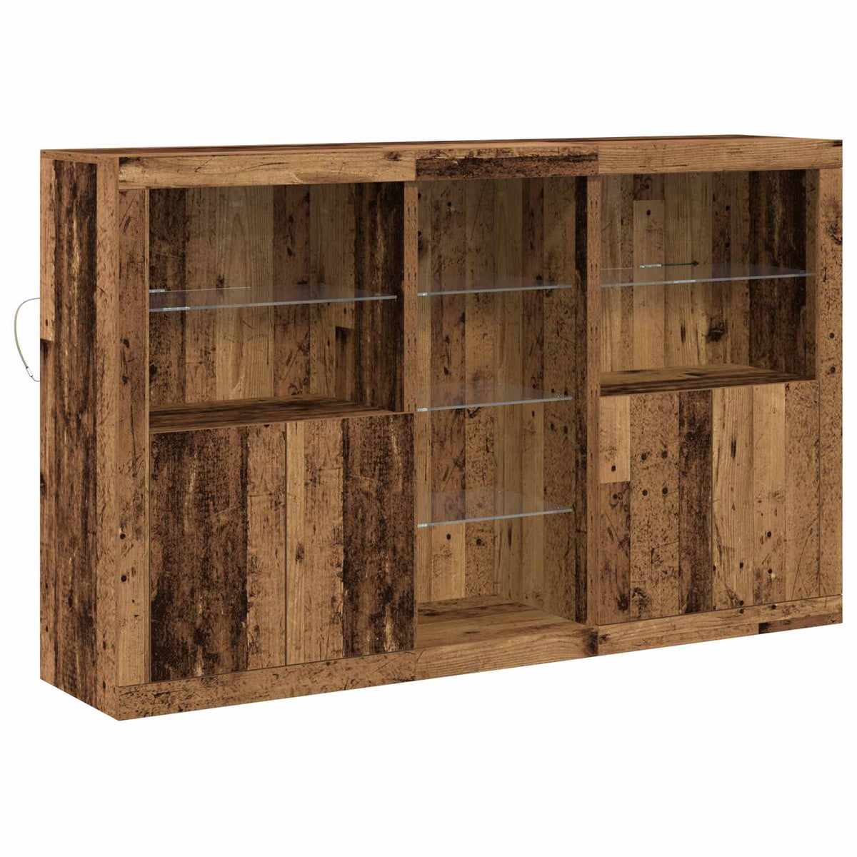LED Sideboard Gammelt træ 162 x 37 x 100 cm Konstrueret træ