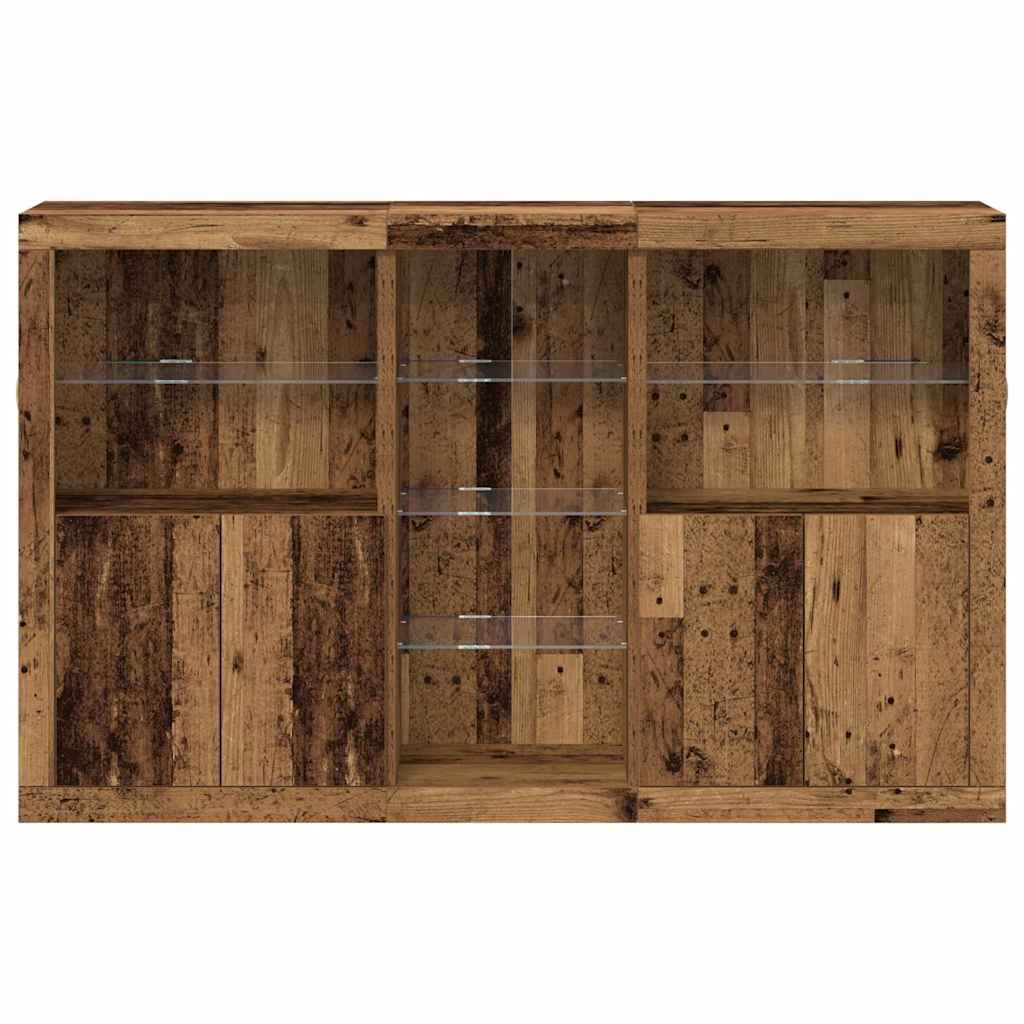 LED Sideboard Gammelt træ 162 x 37 x 100 cm Konstrueret træ