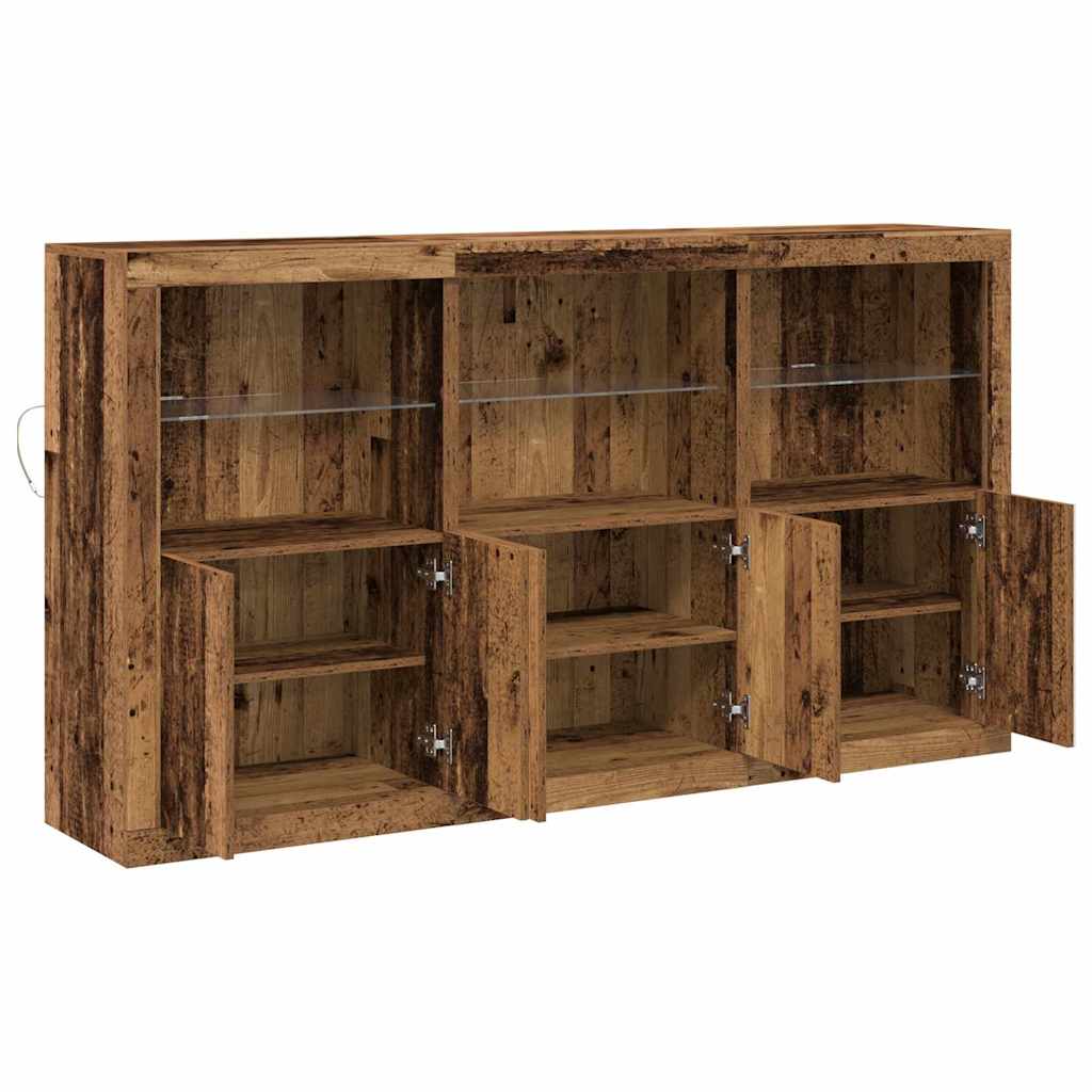LED Sideboard Gammelt træ 162 x 37 x 100 cm Konstrueret træ