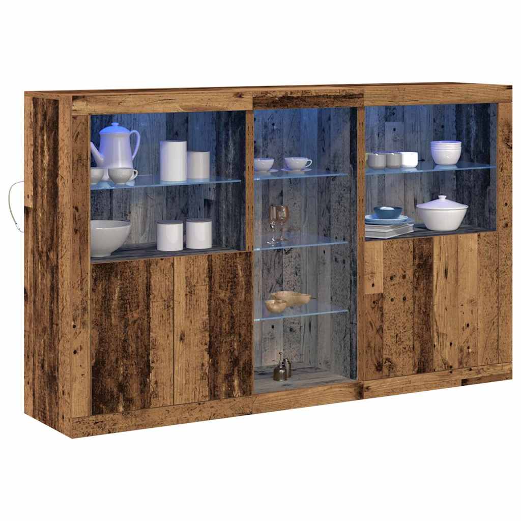 LED Sideboard Gammelt træ 162 x 37 x 100 cm Konstrueret træ