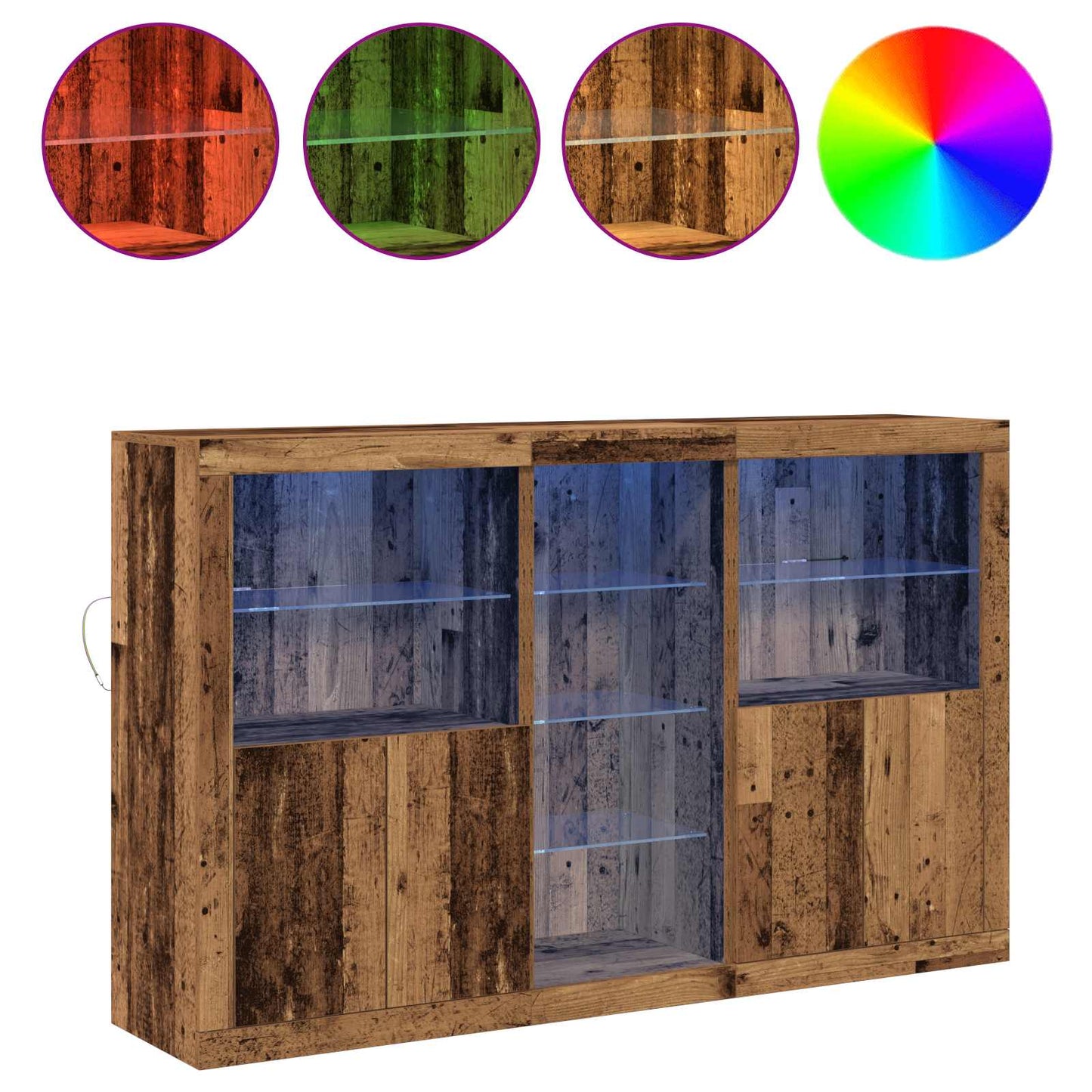 LED Sideboard Gammelt træ 162 x 37 x 100 cm Konstrueret træ