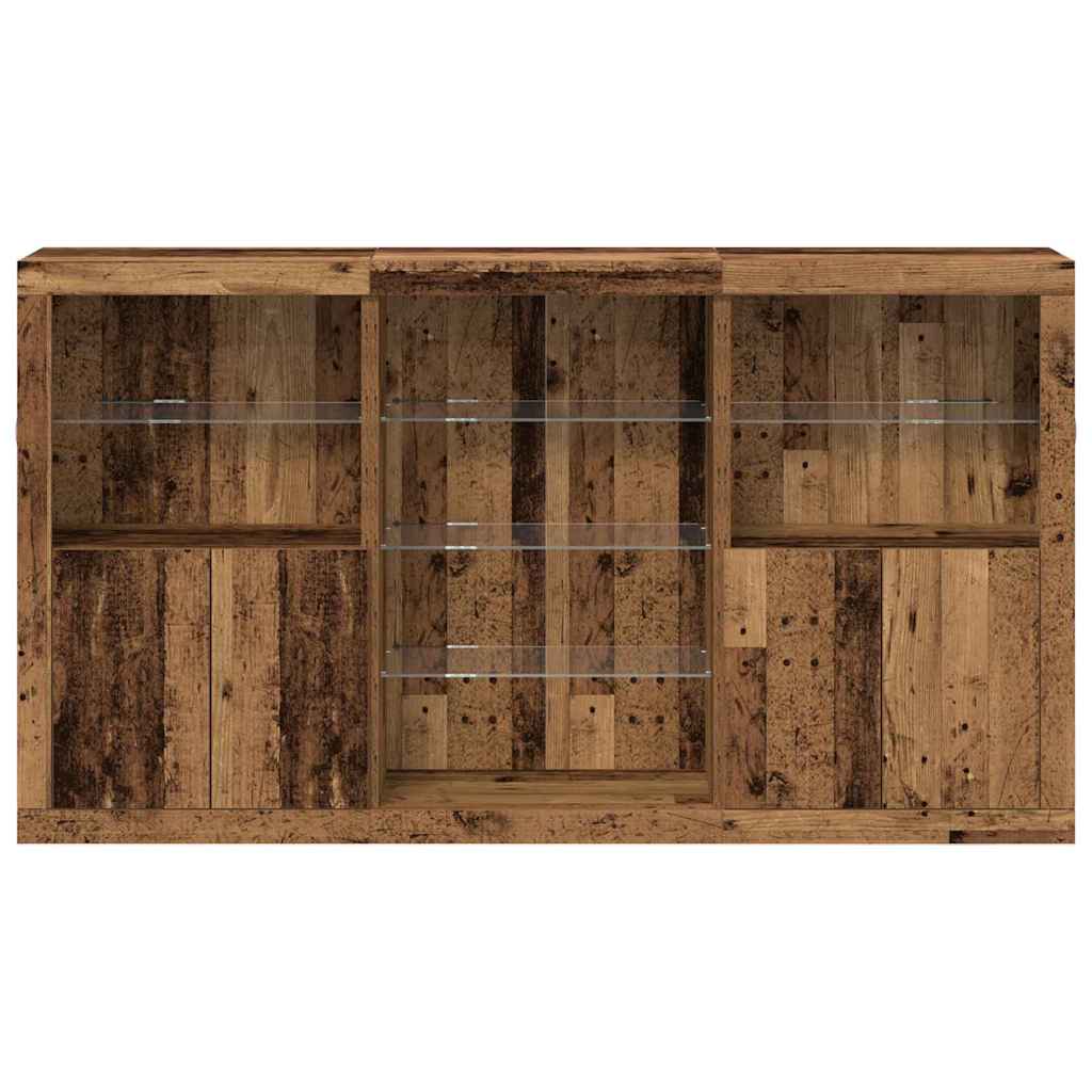 LED Sideboard Gammelt træ 181,5 x 37 x 100 cm Konstrueret træ
