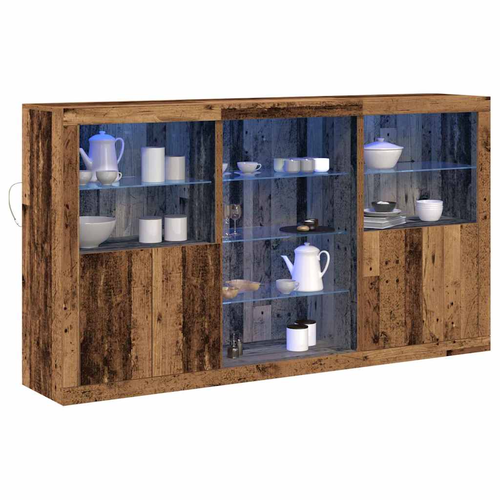 LED Sideboard Gammelt træ 181,5 x 37 x 100 cm Konstrueret træ