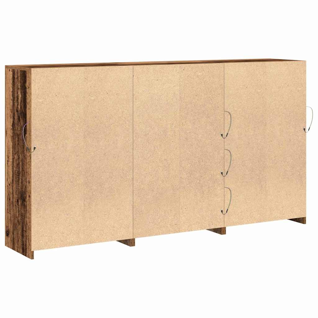 LED Sideboard 3 stk. Gammelt træ 202 x 37 x 100 cm