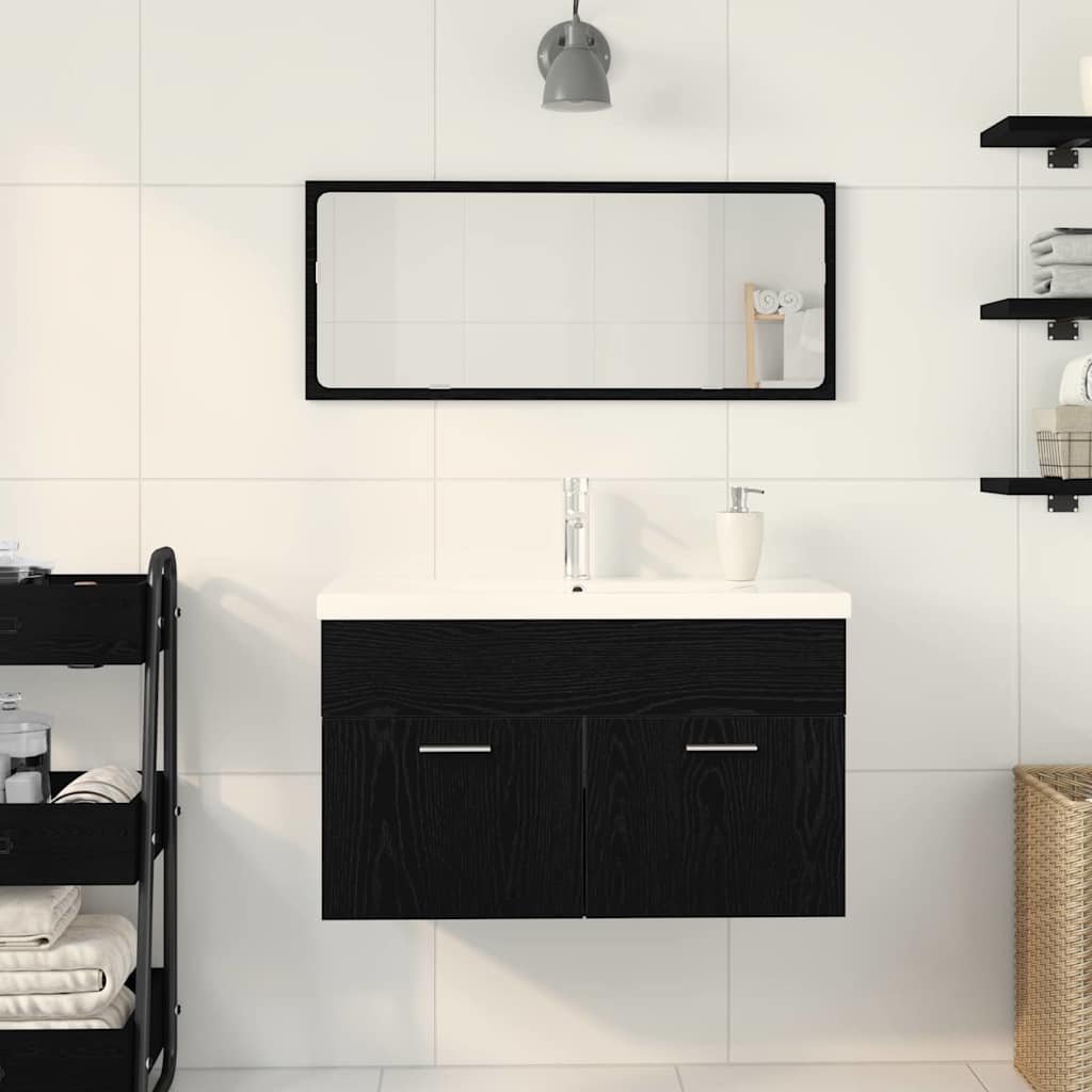 Badeværelsesskab Sort eg 90 x 38,5 x 46 cm Konstrueret træ