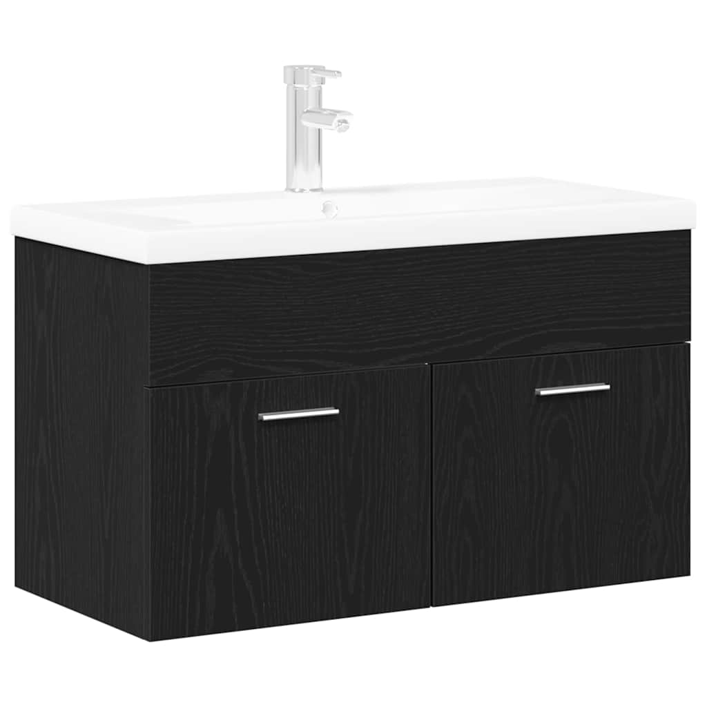 Badeværelsesskab Sort eg 90 x 38,5 x 46 cm Konstrueret træ