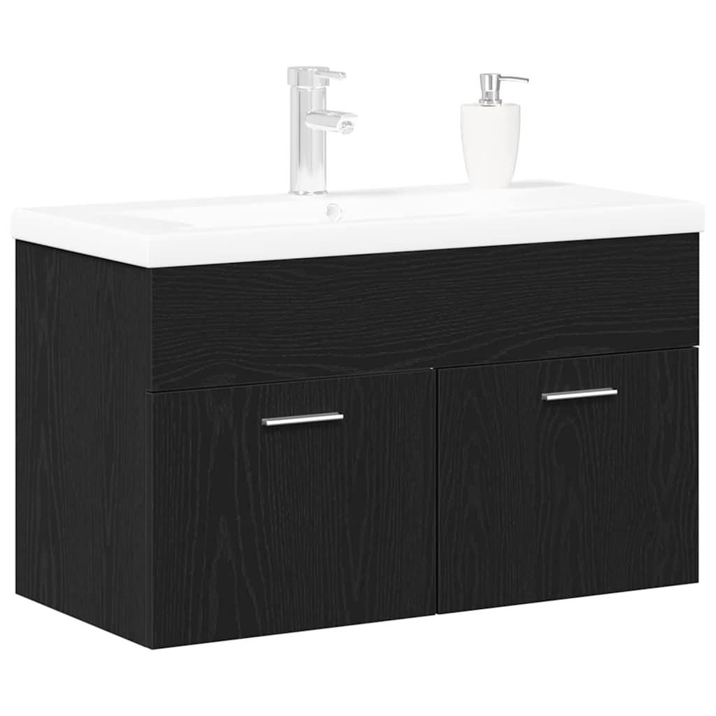 Badeværelsesskab Sort eg 90 x 38,5 x 46 cm Konstrueret træ