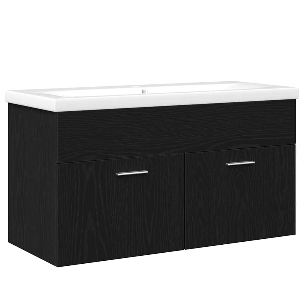 Badeværelsesskab Sort eg 90 x 38,5 x 46 cm Konstrueret træ