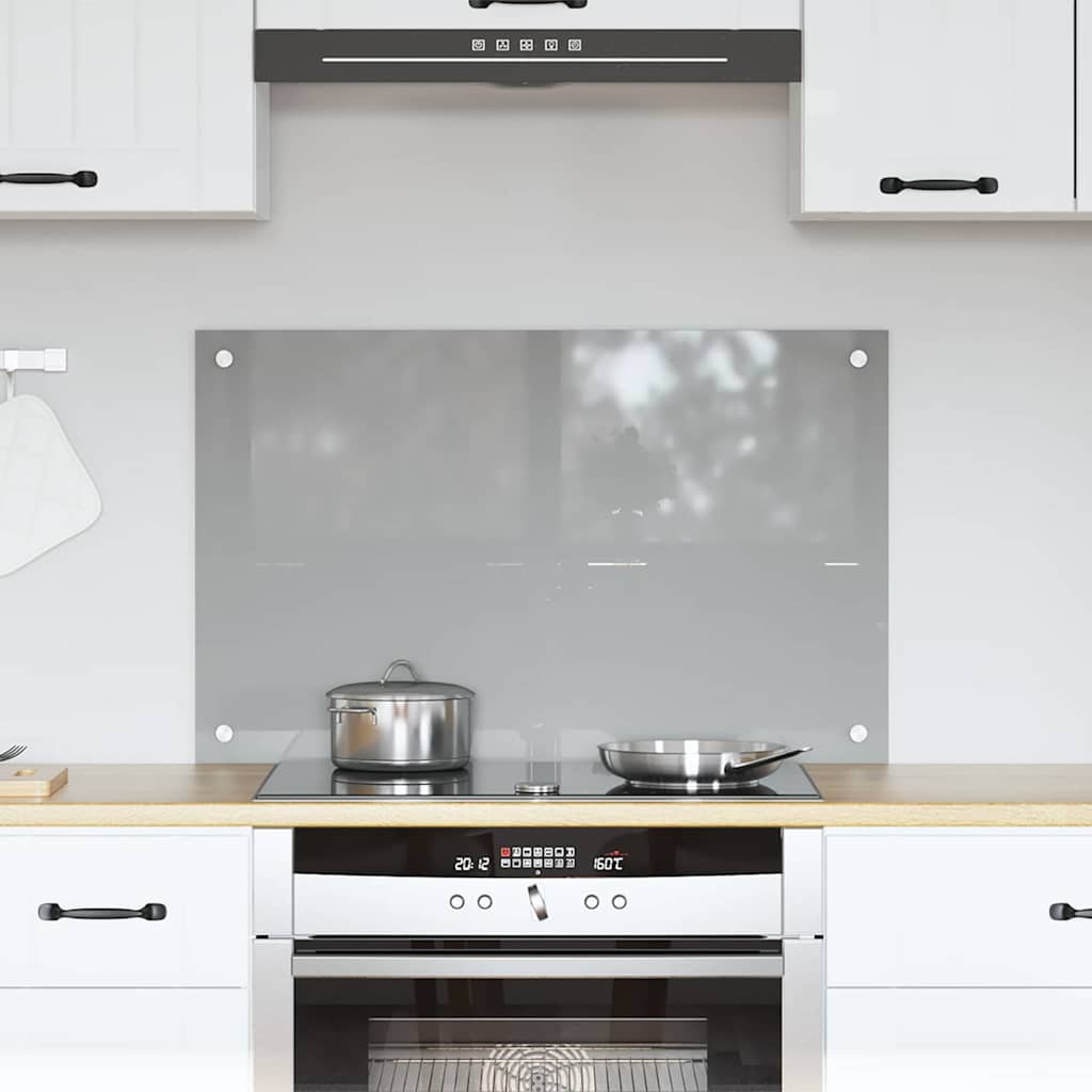 Køkkenbacksplash Lysegrå 80 x 50 cm hærdet glas