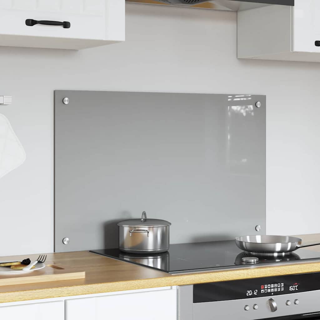 Køkkenbacksplash Lysegrå 80 x 50 cm hærdet glas