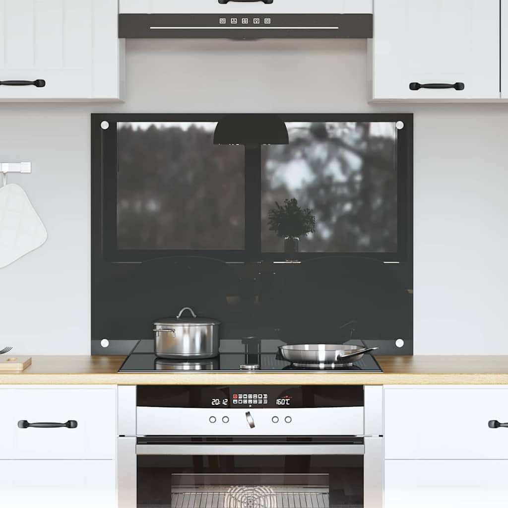 Køkkenbacksplash Mørkegrå 80 x 60 cm hærdet glas
