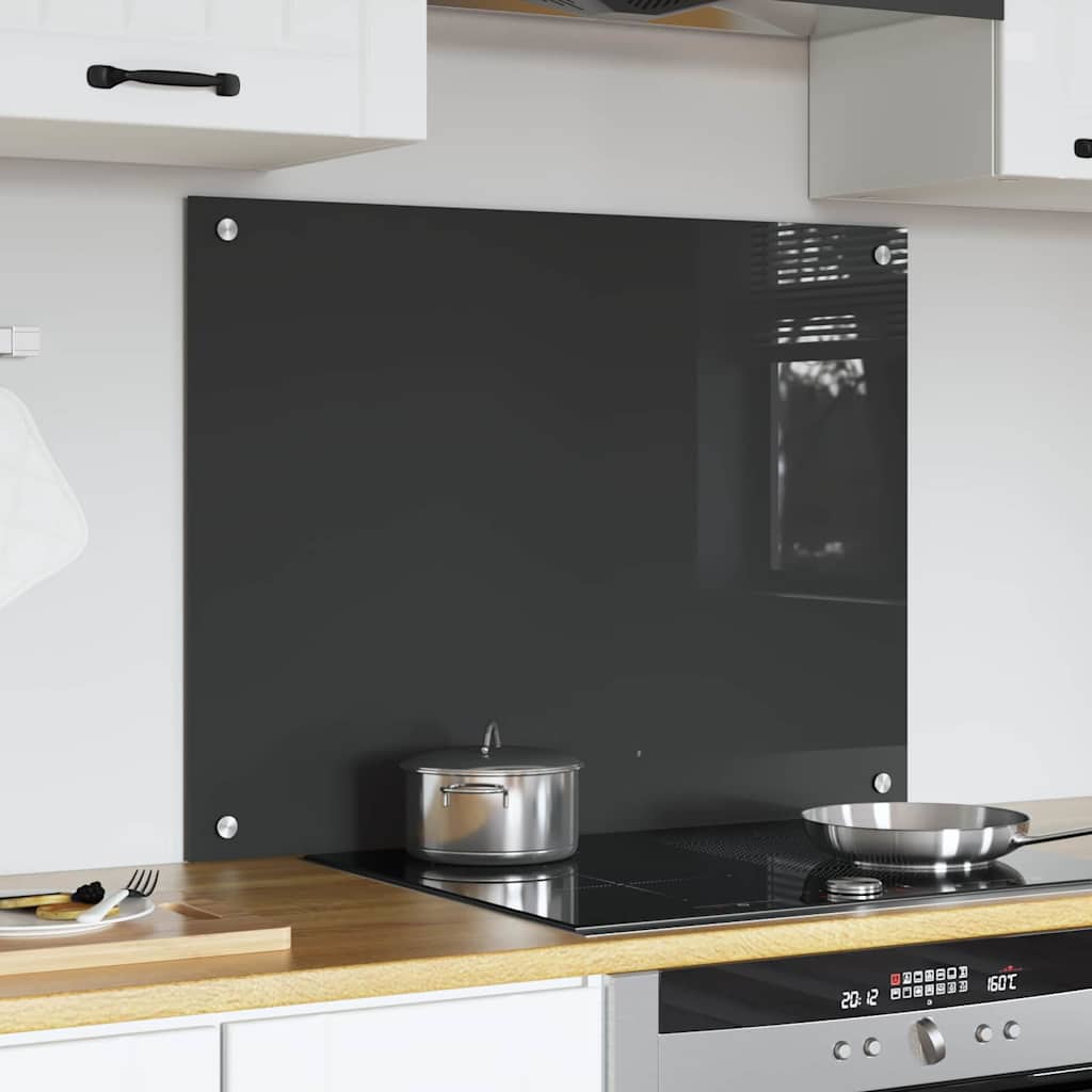 Køkkenbacksplash Mørkegrå 80 x 60 cm hærdet glas