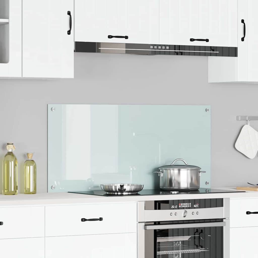 Køkkenbacksplash Hvid 110 x 50 cm hærdet glas