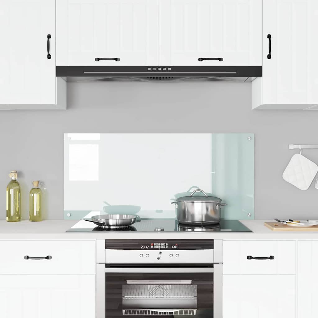Køkkenbacksplash Hvid 110 x 50 cm hærdet glas