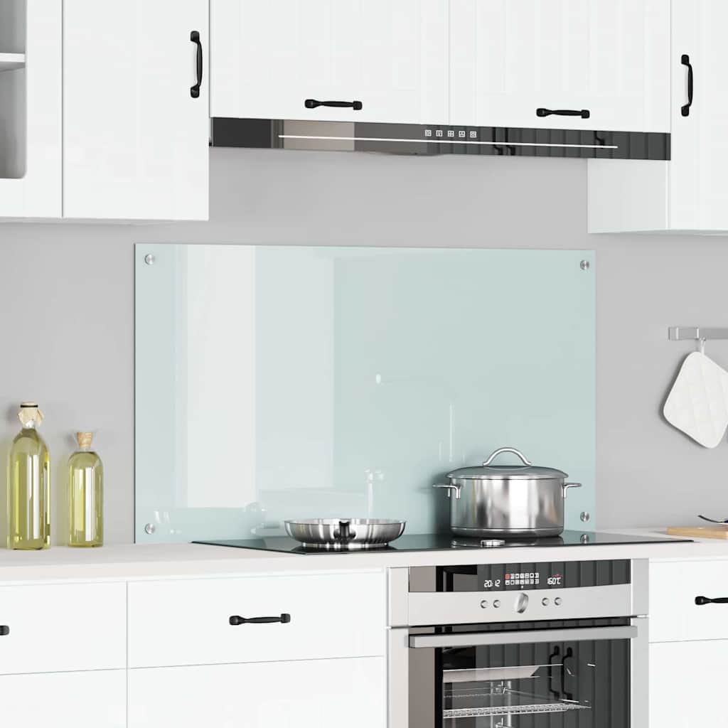 Køkkenbacksplash Hvid 110 x 60 cm hærdet glas