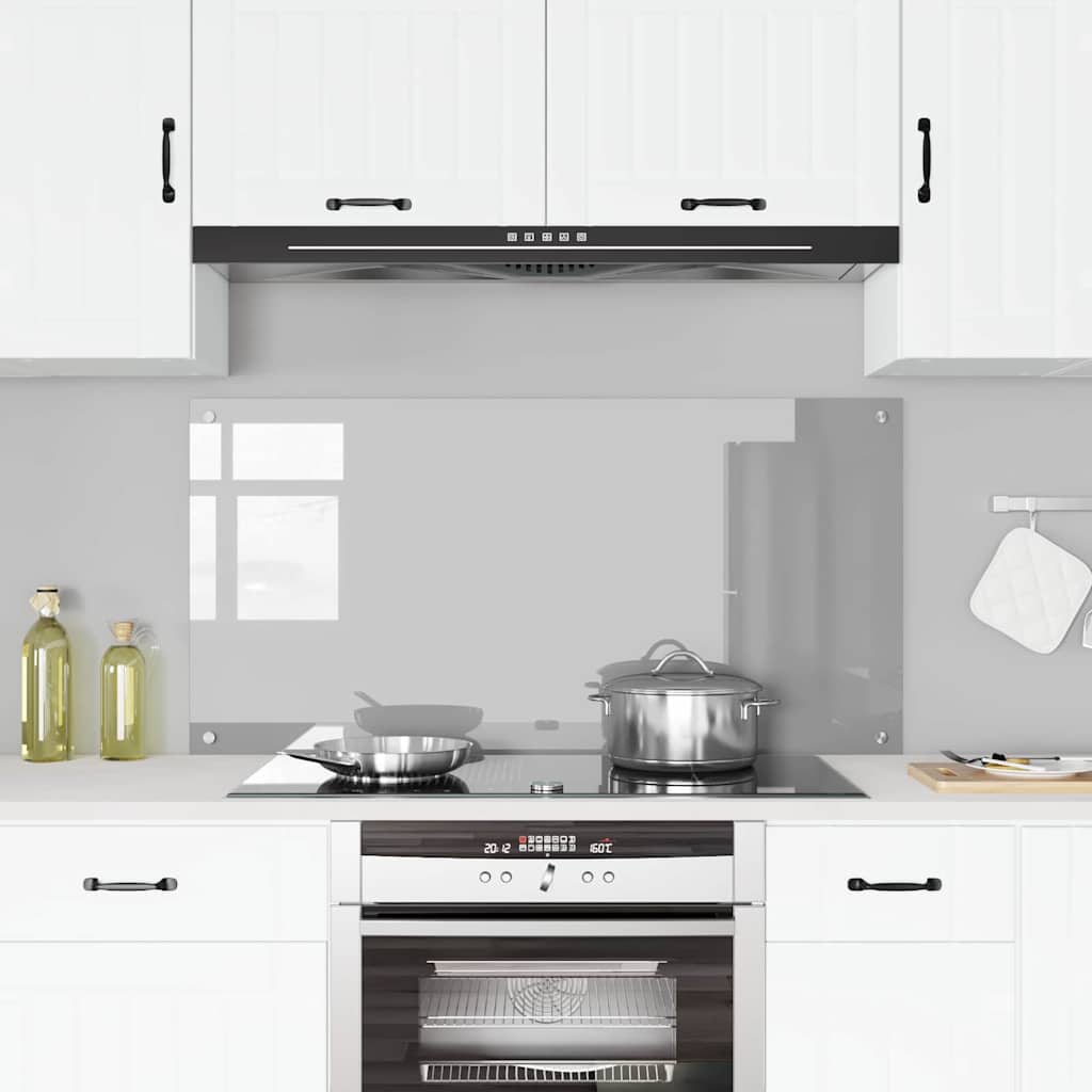 Køkkenbacksplash Lysegrå 120 x 60 cm hærdet glas