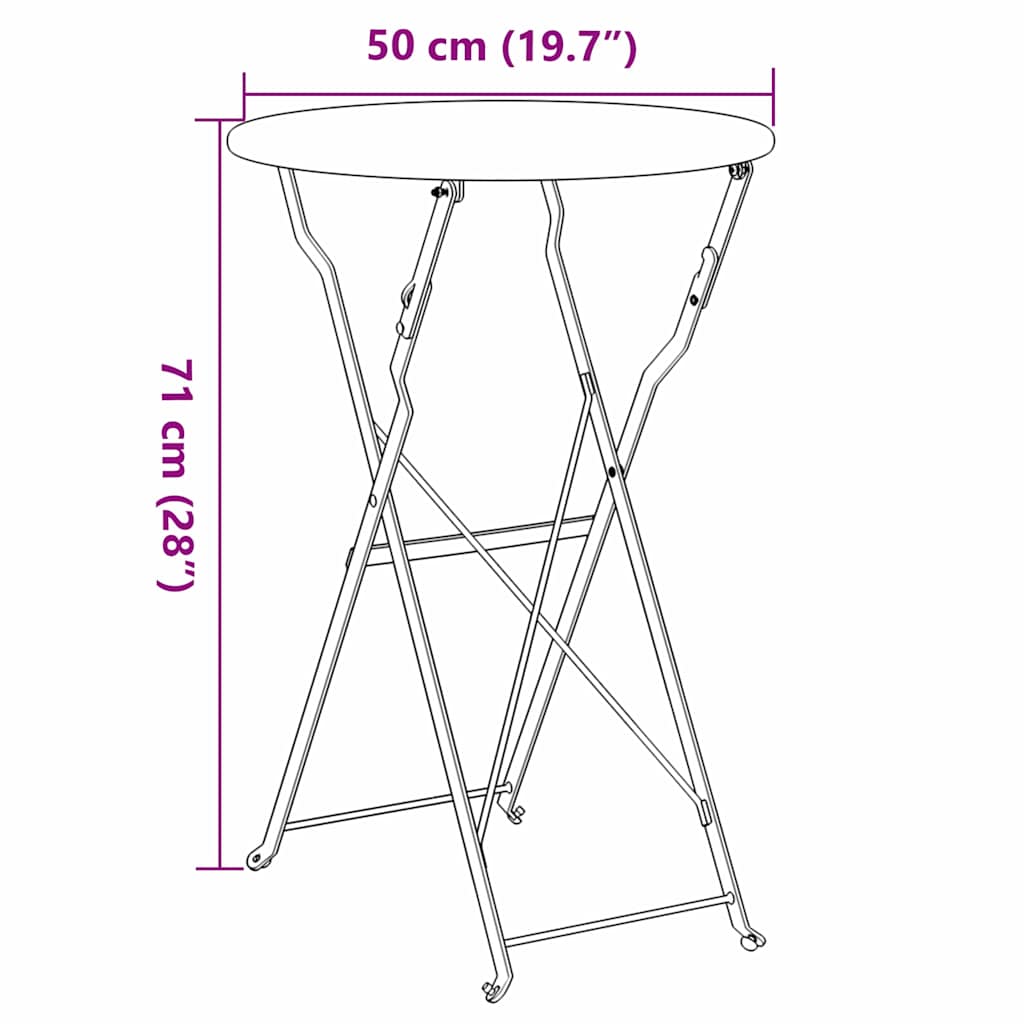 Bistrobord Sennepsgul Ø 50 x 71 cm Pulverlakeret stål