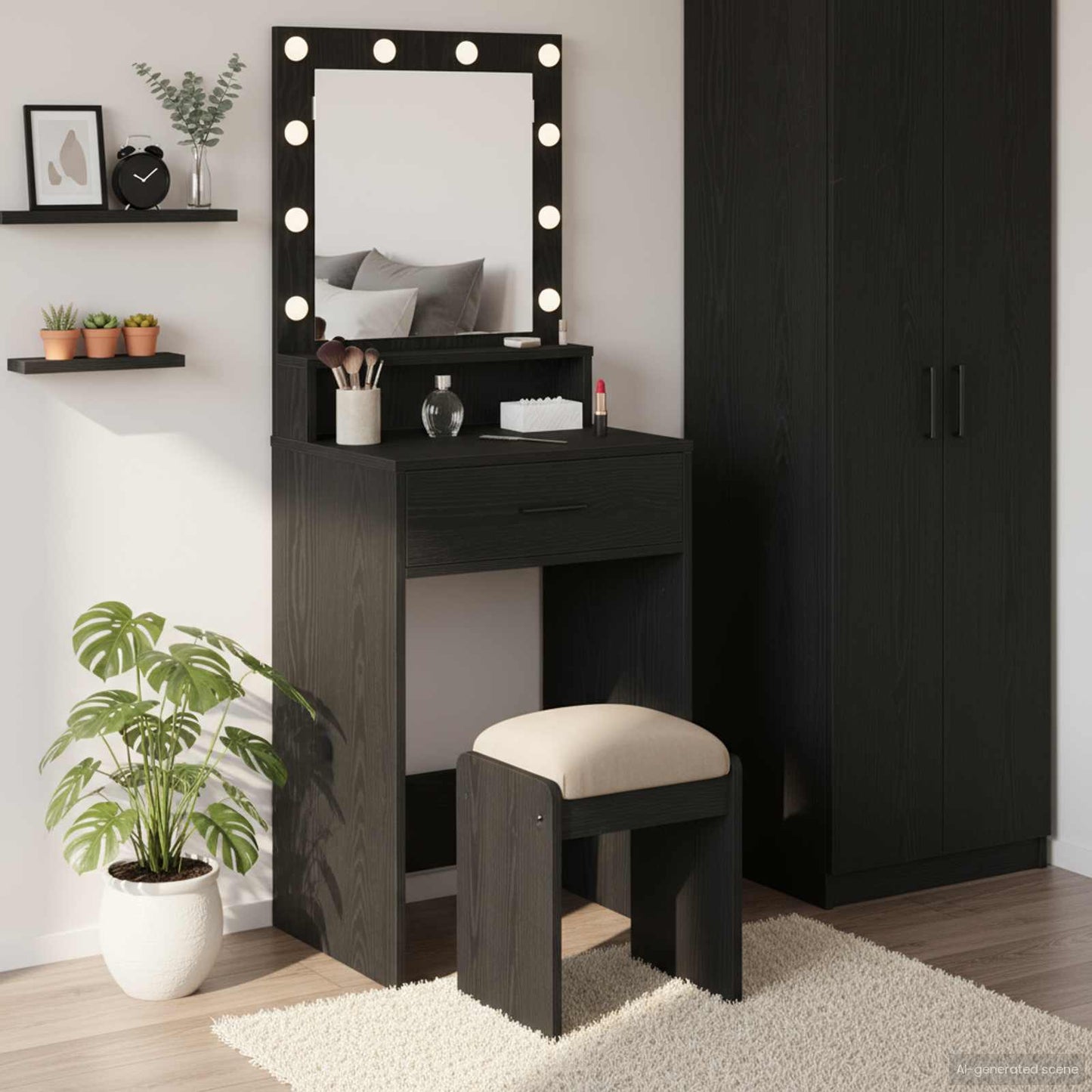 Klædeskab Sort eg 50 x 41 x 135 cm Konstrueret træ