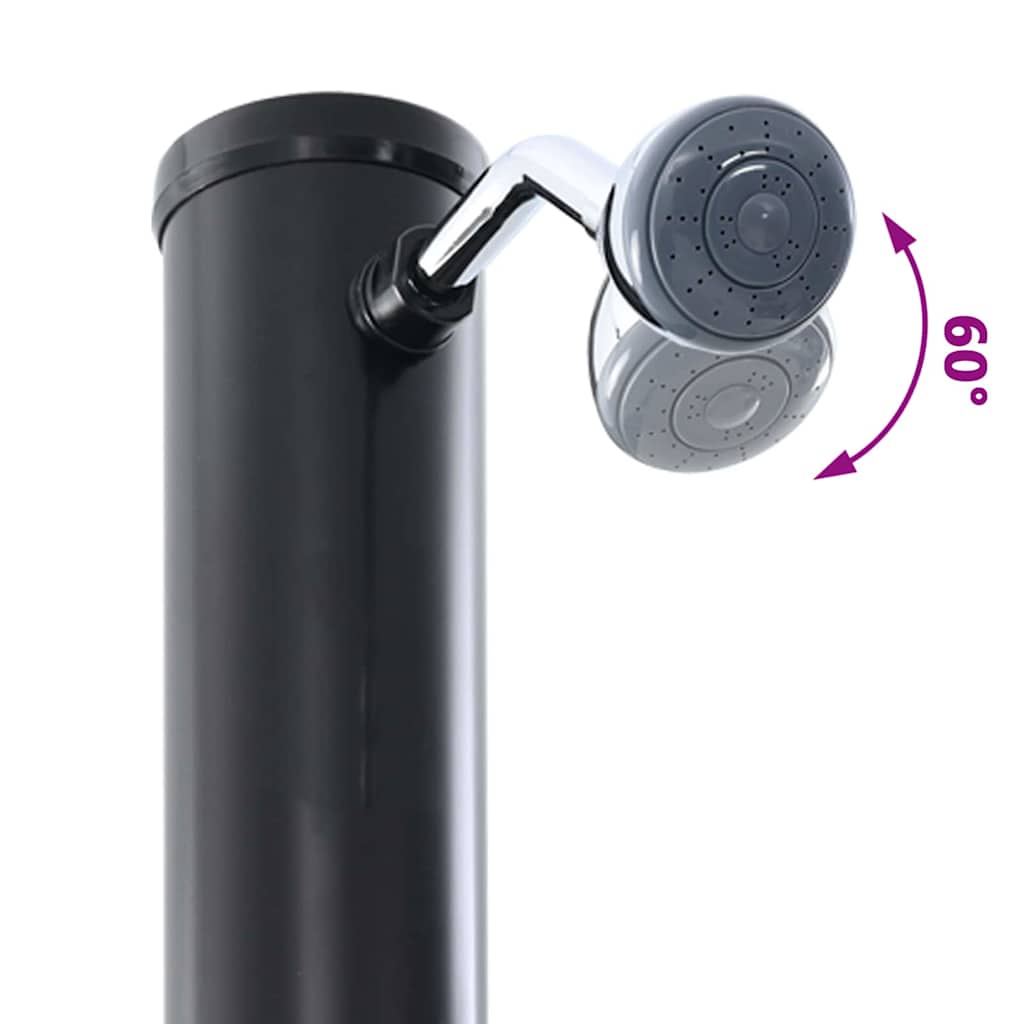 Udendørs Solbruser 20 l PVC og Aluminium Sort