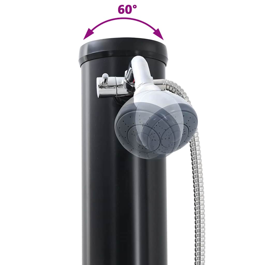 Udendørs Solbruser 20 l PVC og Aluminium Sort