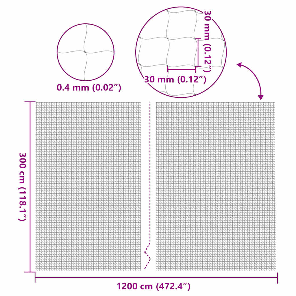 kattenet 12x3 m nylon transparent