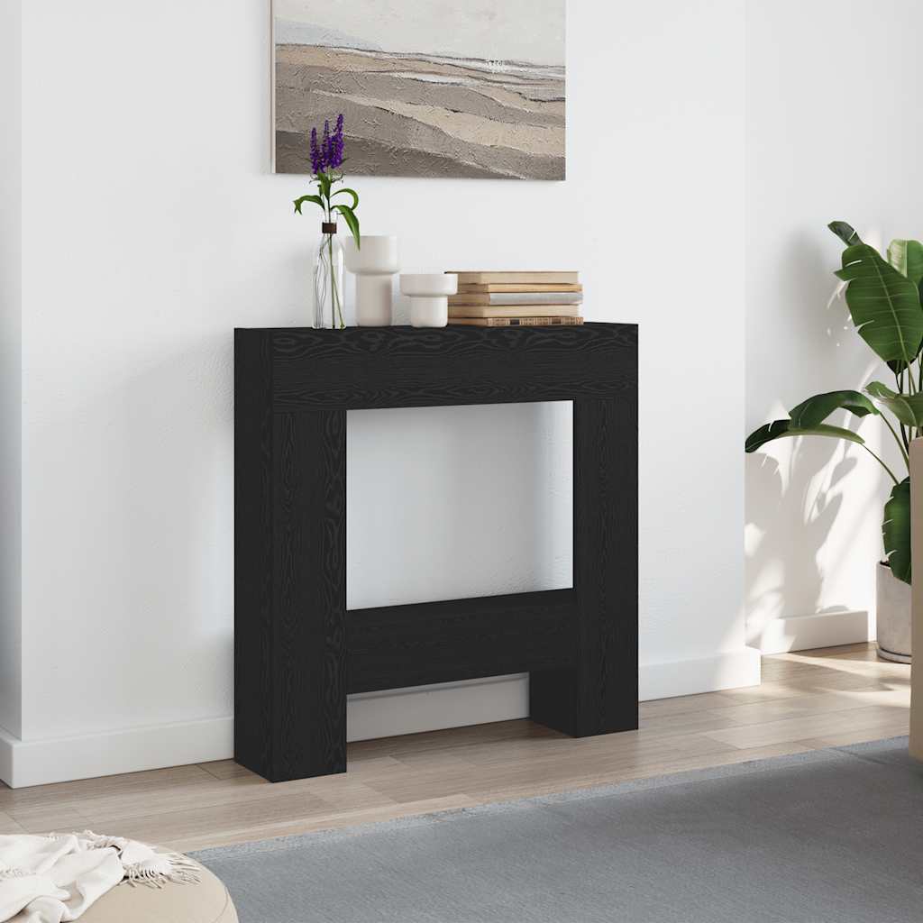 forsats til pejs 81x18x82 cm konstrueret træ sort egetræ