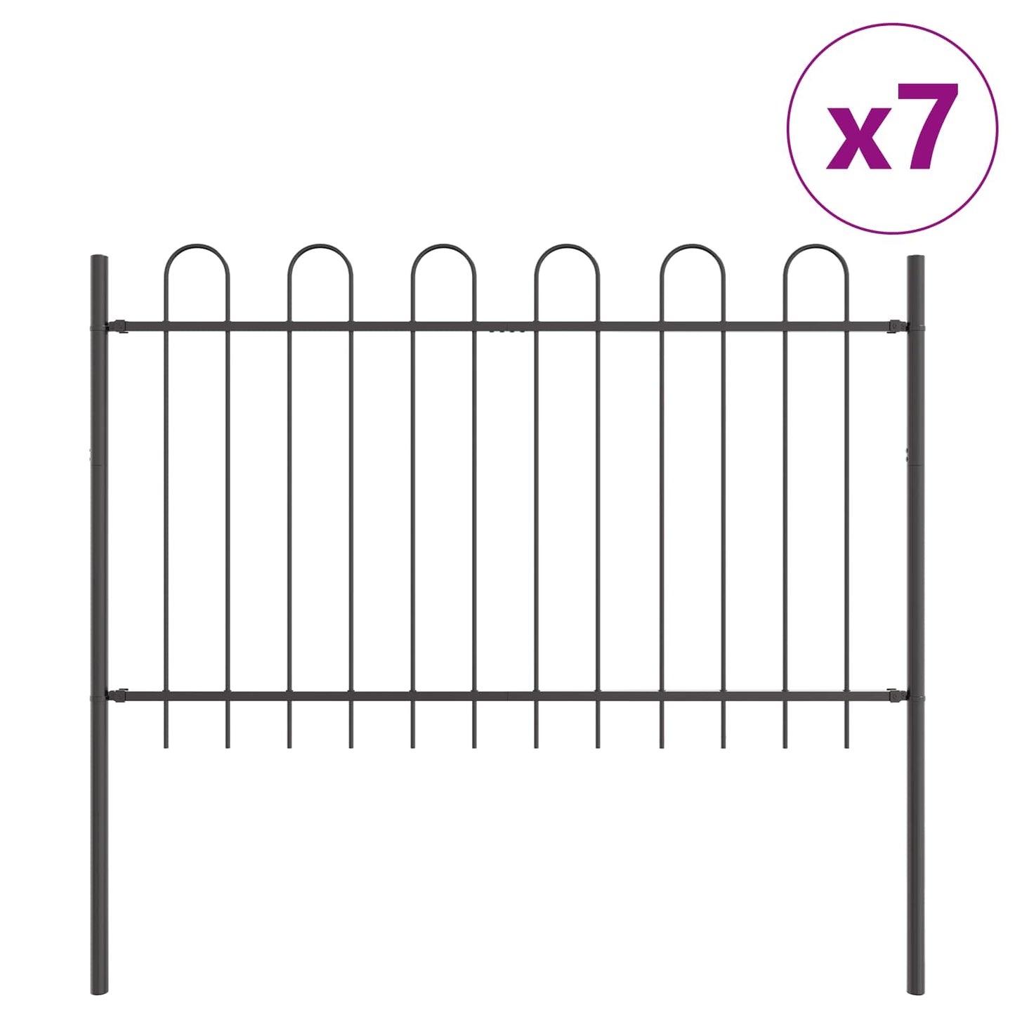 Havehegn BOXTEL 7 stk. 11,9 x 1 m Pulverlakeret stål Grå