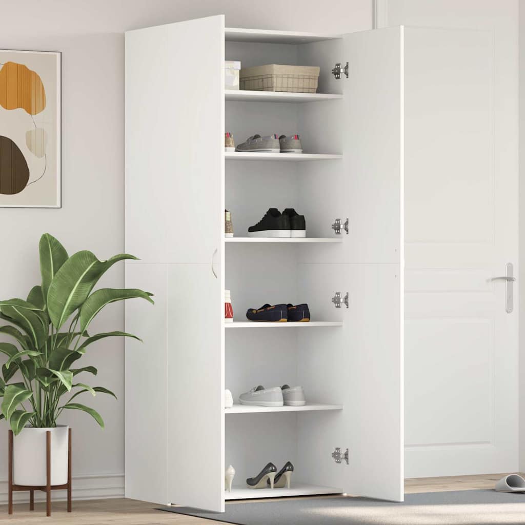 Sko skab 80 x 35.5 x 180 cm Konstrueret træ Hvid