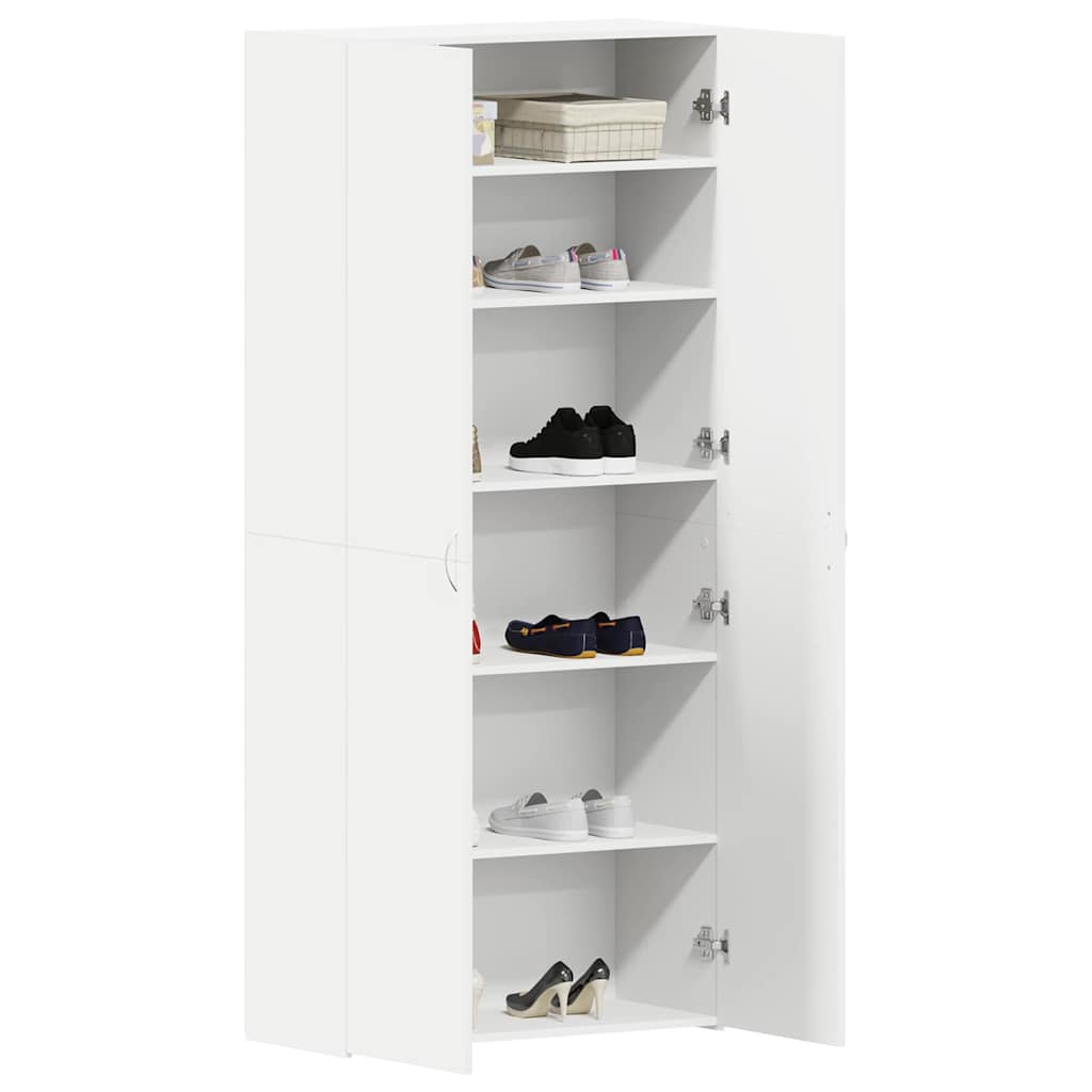 Sko skab 80 x 35.5 x 180 cm Konstrueret træ Hvid
