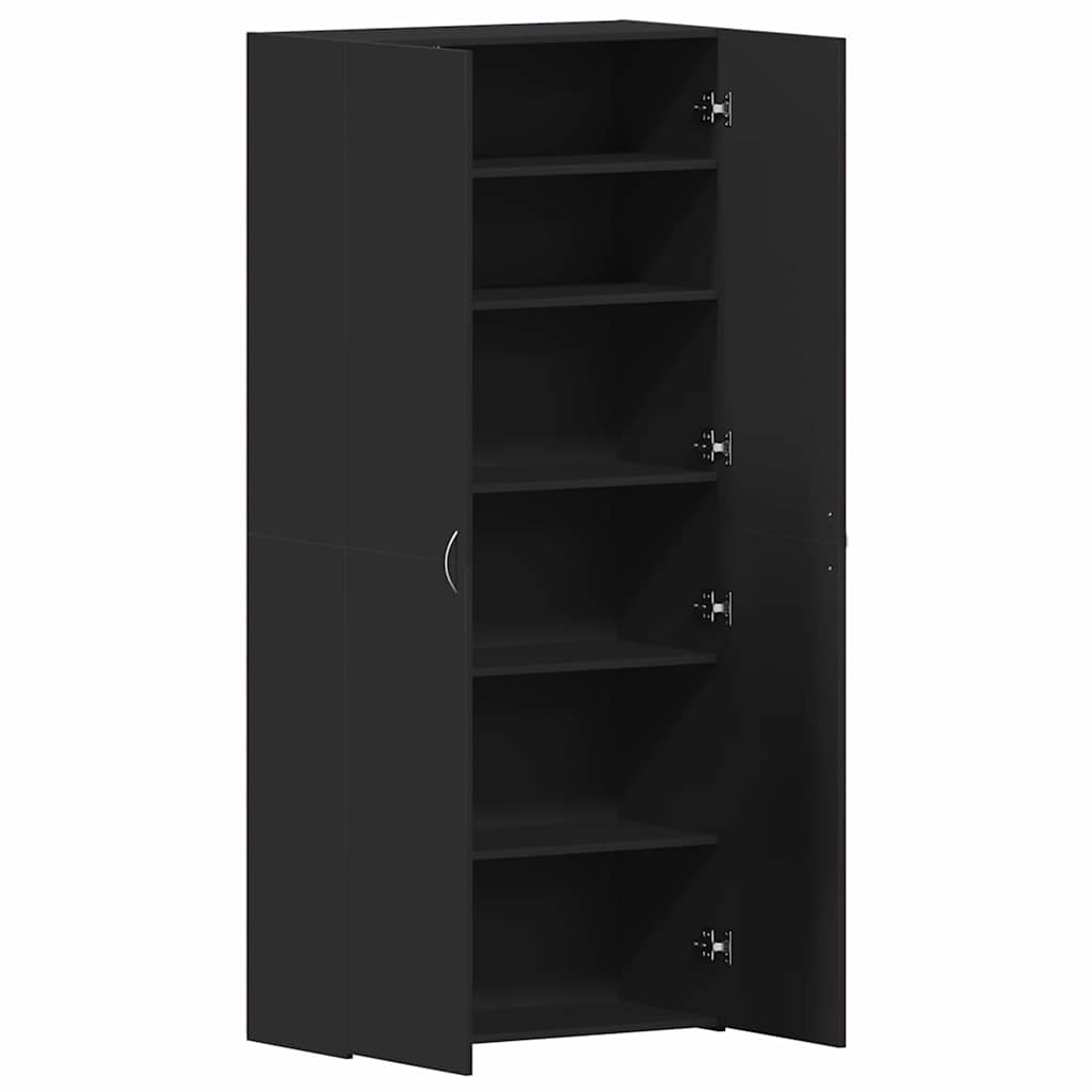 Sko skab 80 x 35.5 x 180 cm Konstrueret træ Sort