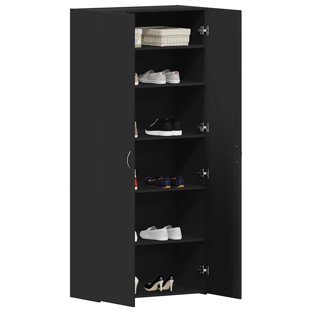 Sko skab 80 x 35.5 x 180 cm Konstrueret træ Sort
