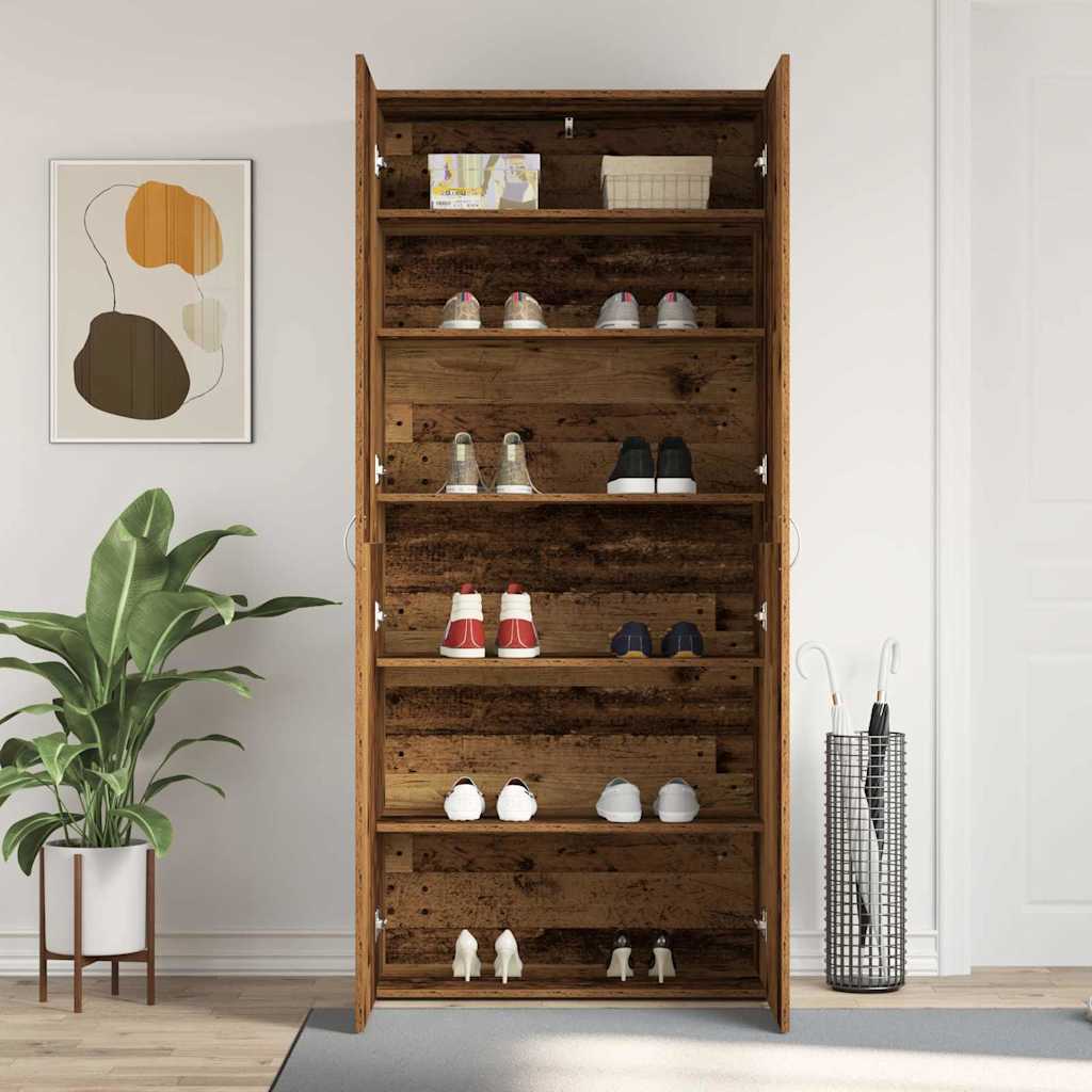 Sko skab 80 x 35.5 x 180 cm Konstrueret træ Brun
