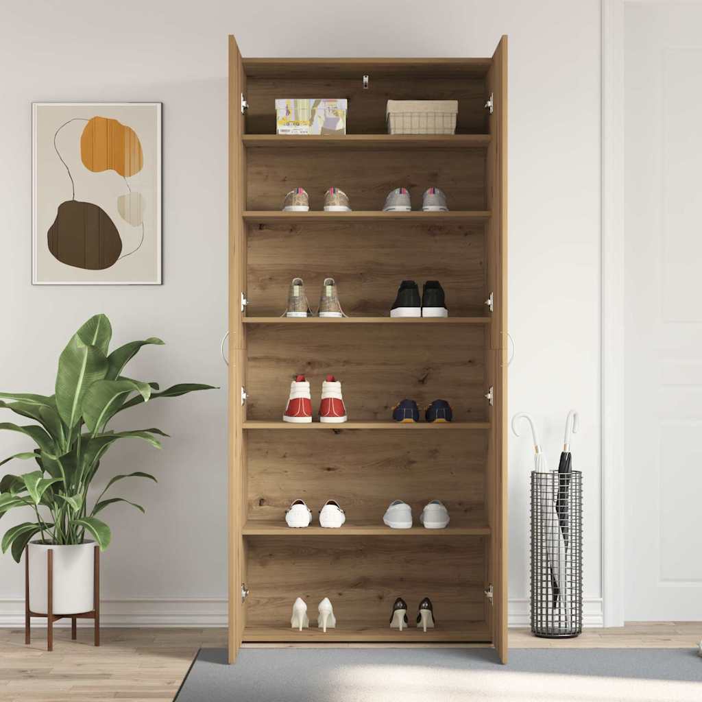 Sko skab 80 x 35.5 x 180 cm Konstrueret træ Brun