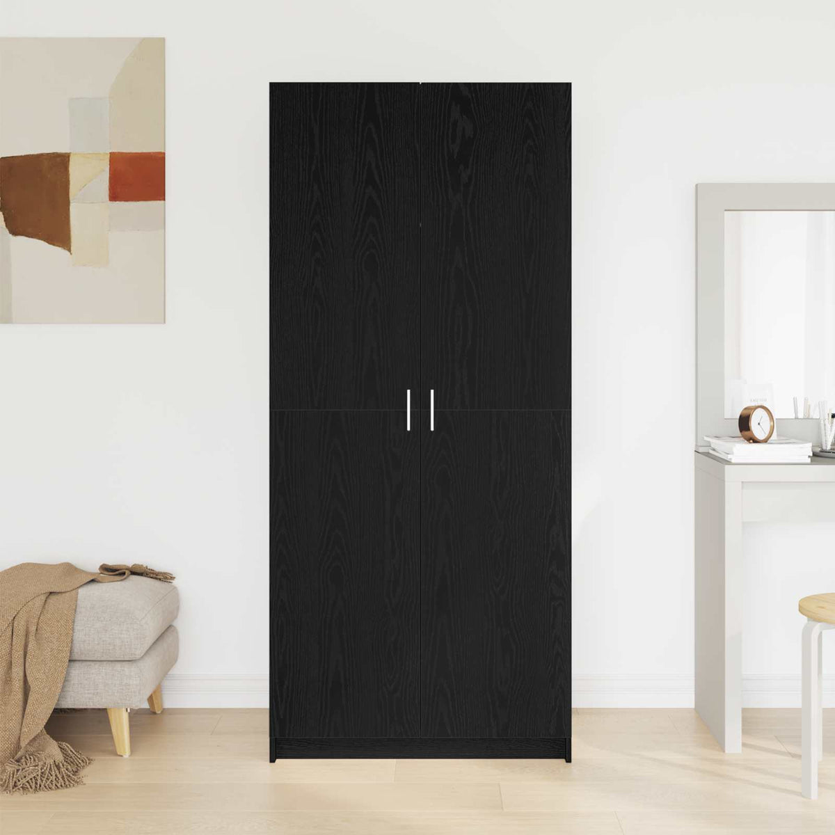 Garderobeskab Sort eg 80 x 50,5 x 180 cm Konstrueret træ
