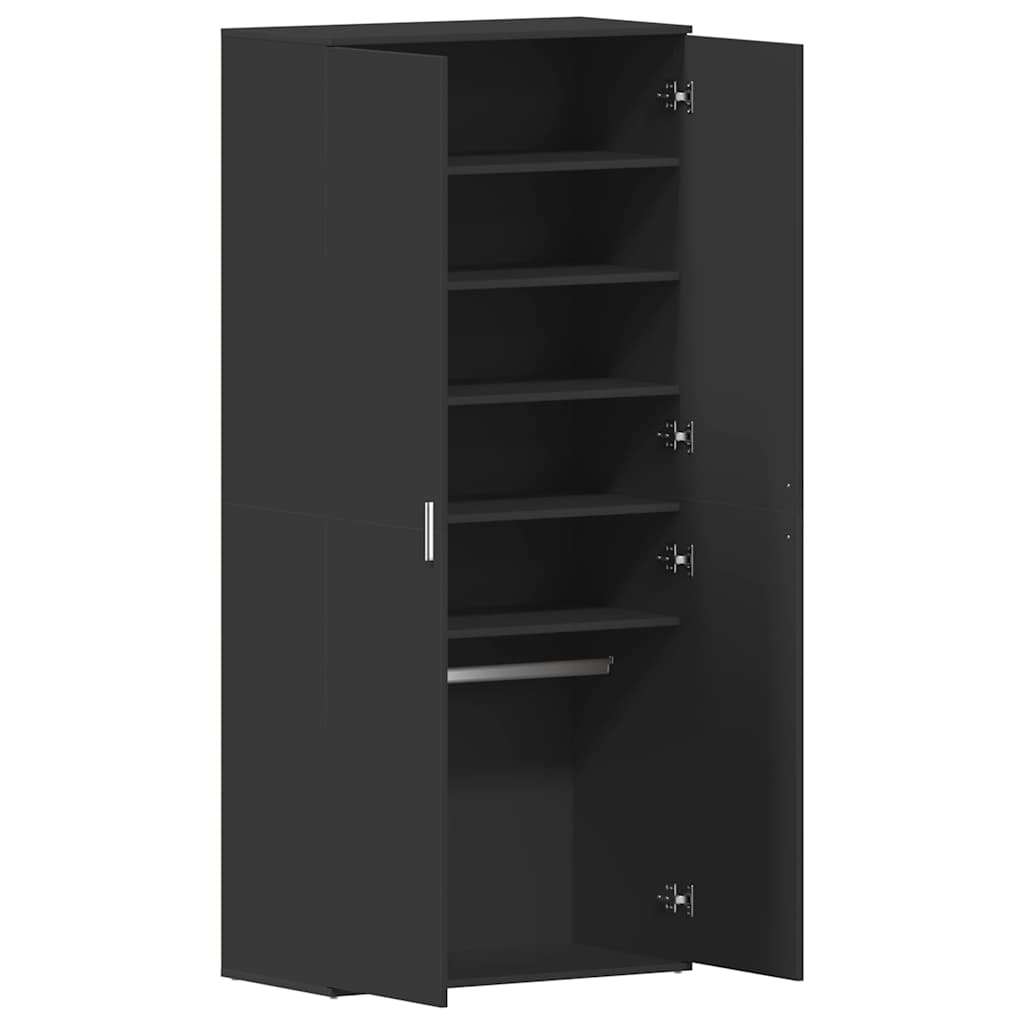 Sko skab 80 x 39 x 178 cm Konstrueret træ Sort