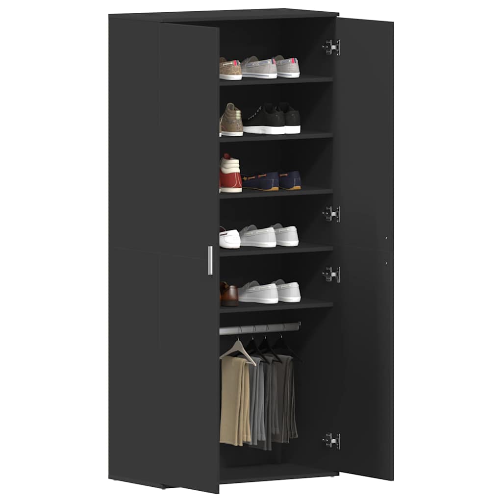 Sko skab 80 x 39 x 178 cm Konstrueret træ Sort