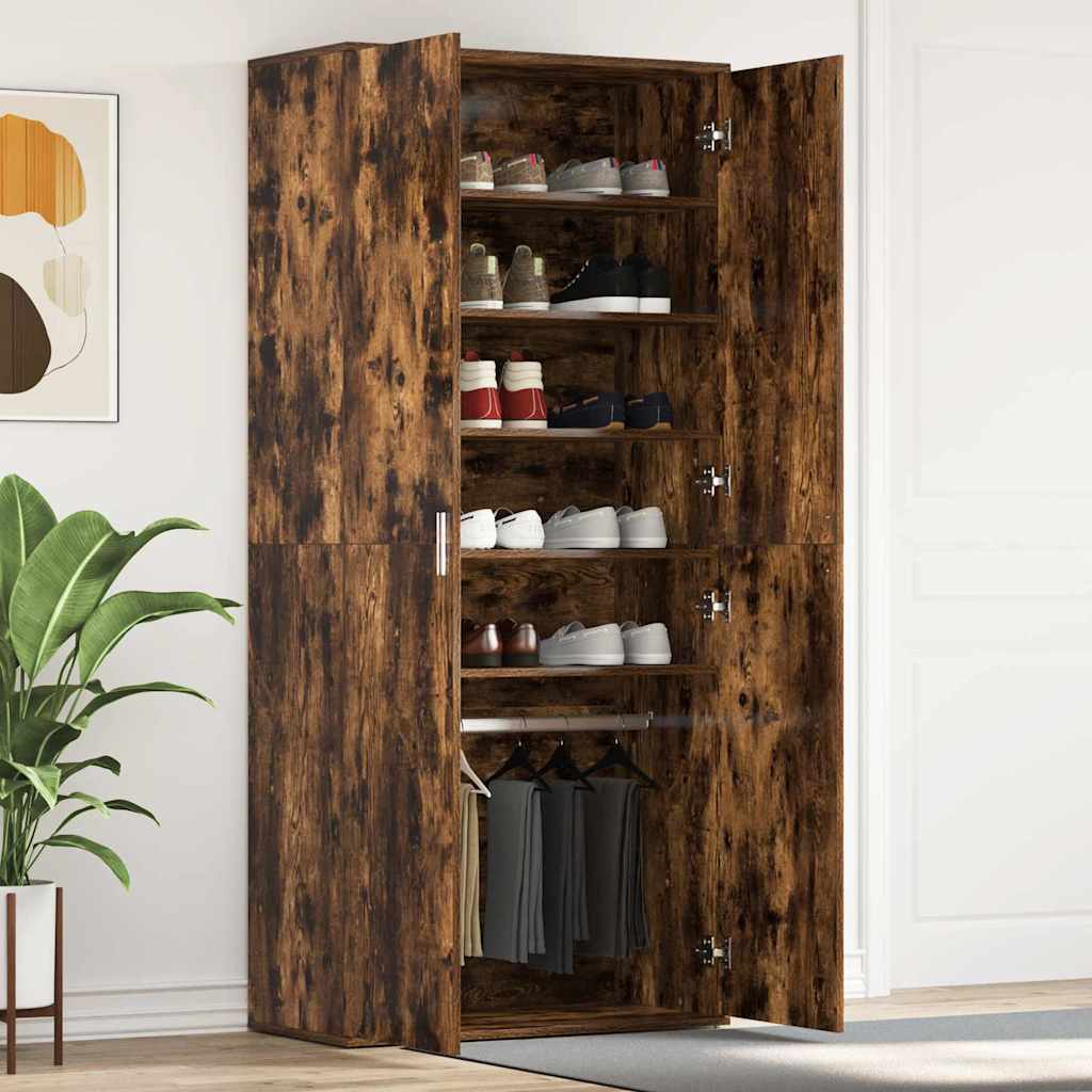 Sko skab 80 x 39 x 178 cm Konstrueret træ Røget eg