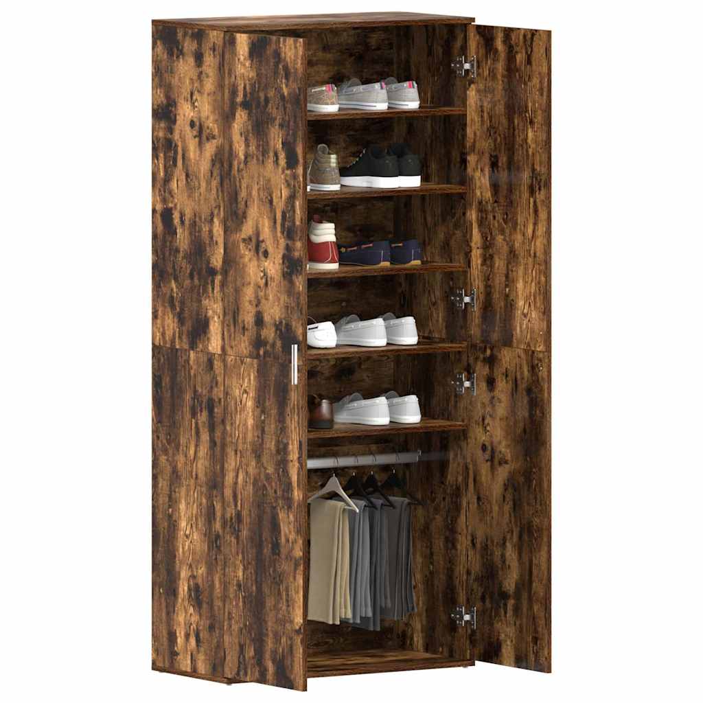 Sko skab 80 x 39 x 178 cm Konstrueret træ Røget eg