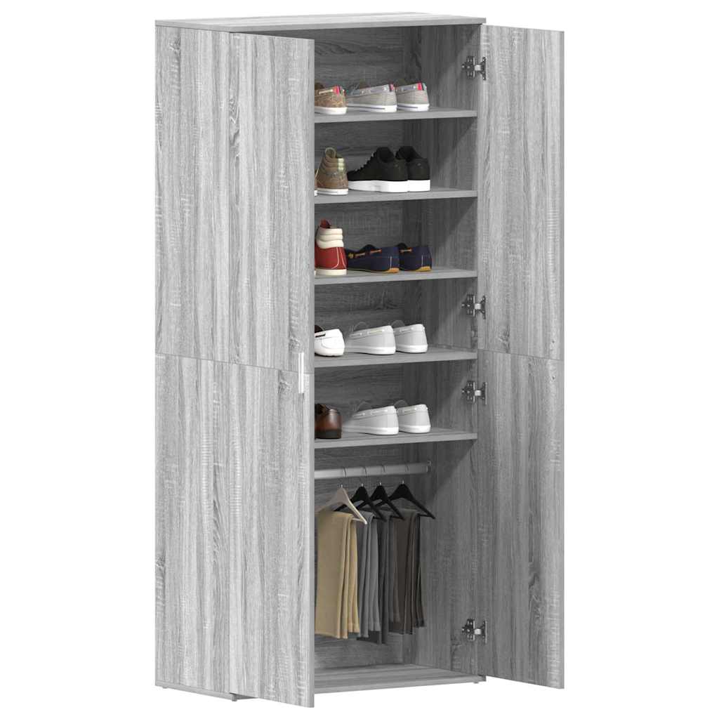 Sko skab 80 x 39 x 178 cm Konstrueret træ Grå Sonoma